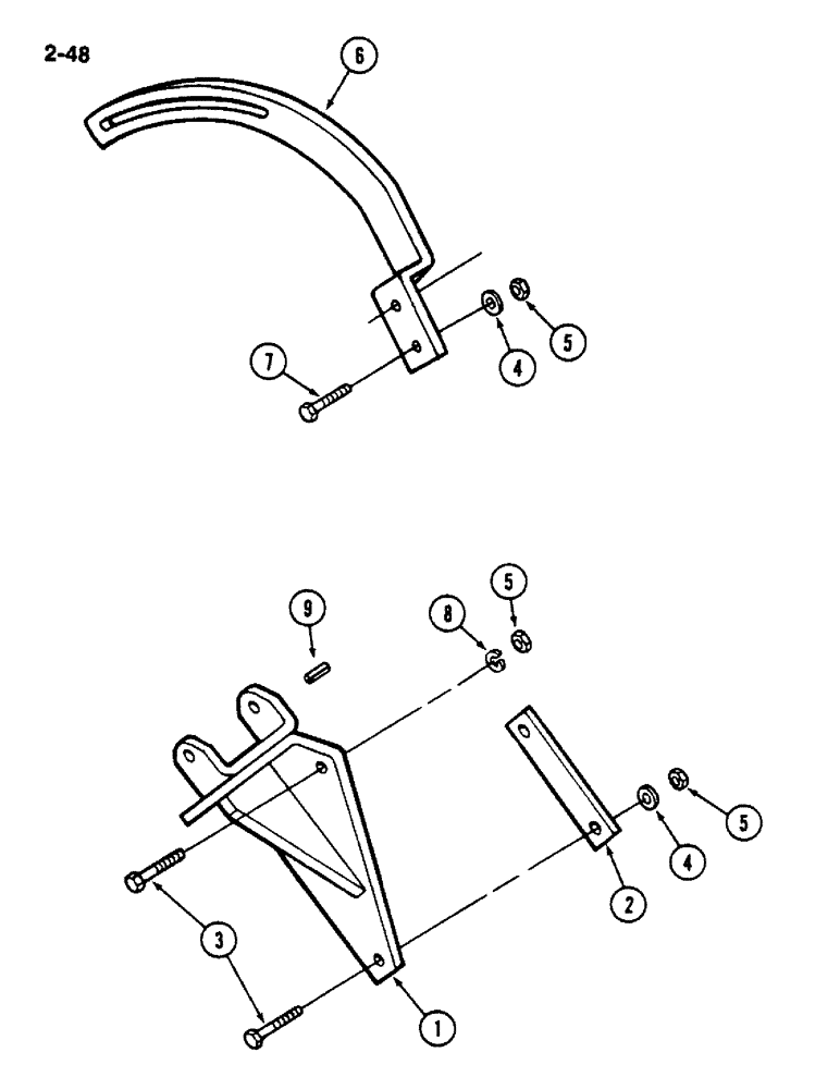 Схема запчастей Case IH 1620 - (2-048) - ALTERNATOR BRACKET AND BRACE, D358 DIESEL ENGINE (01) - ENGINE