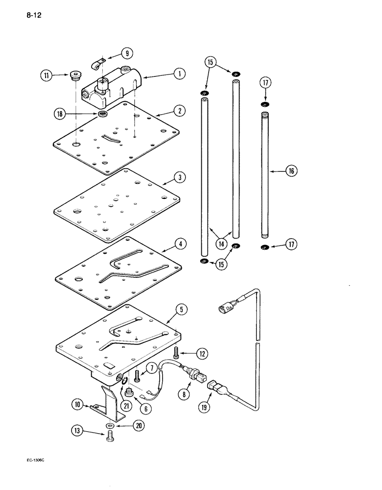 Схема запчастей Case IH 995 - (8-12) - REGULATOR VALVE MOUNTING PLATE, TWO SPEED POWER SHIFT (08) - HYDRAULICS