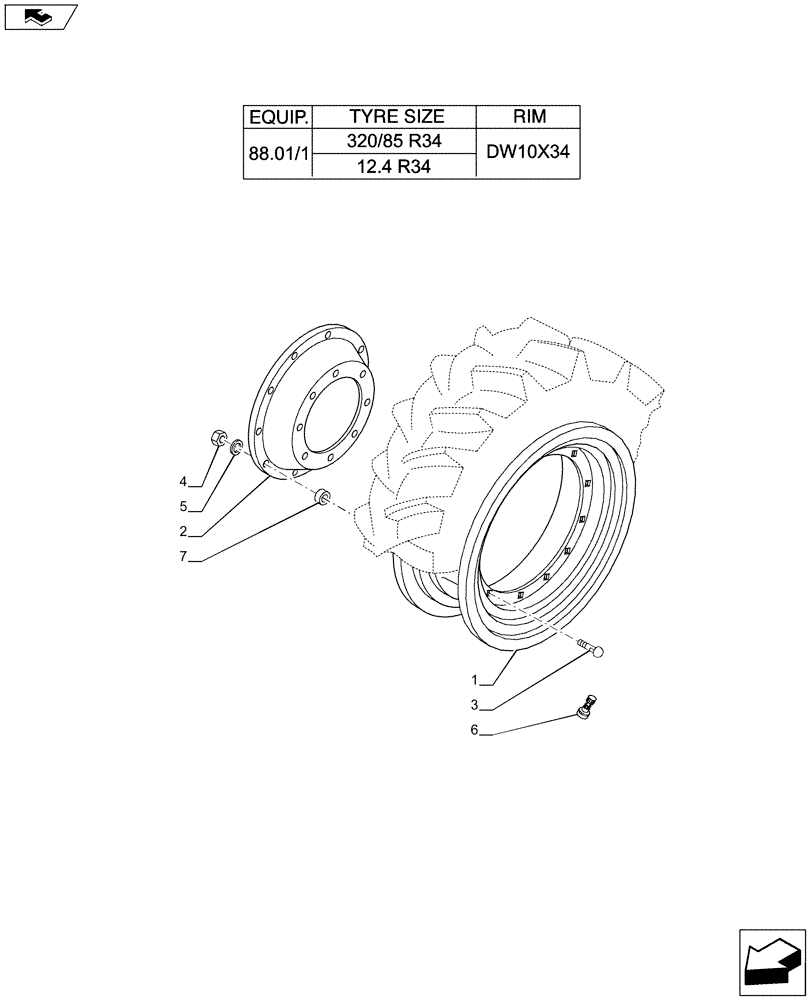 Схема запчастей Case IH PUMA 170 - (44.511.02[10]) - 4WD FRONT WHEELS (44) - WHEELS