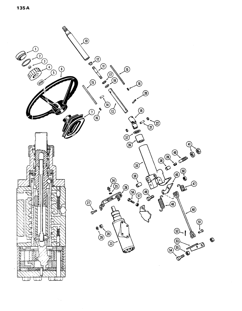 Схема запчастей Case IH 770 - (135A) - ADJUSTABLE STEERING COLUMN, 1ST USED TRACTOR S/N 8693001 (05) - STEERING