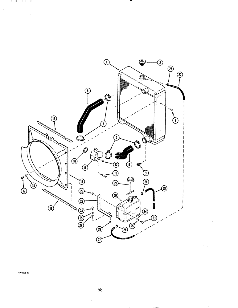 Схема запчастей Case IH 6590TA - (058) - RADIATOR AND COOLANT RECOVERY SYSTEM 