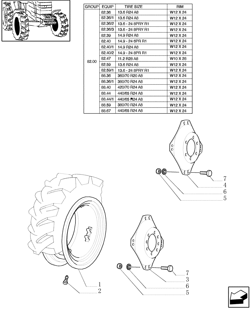 Схема запчастей Case IH JX90U - (82.00[03]) - DRIVE WHEEL RIM (4WD) (11) - WHEELS/TRACKS