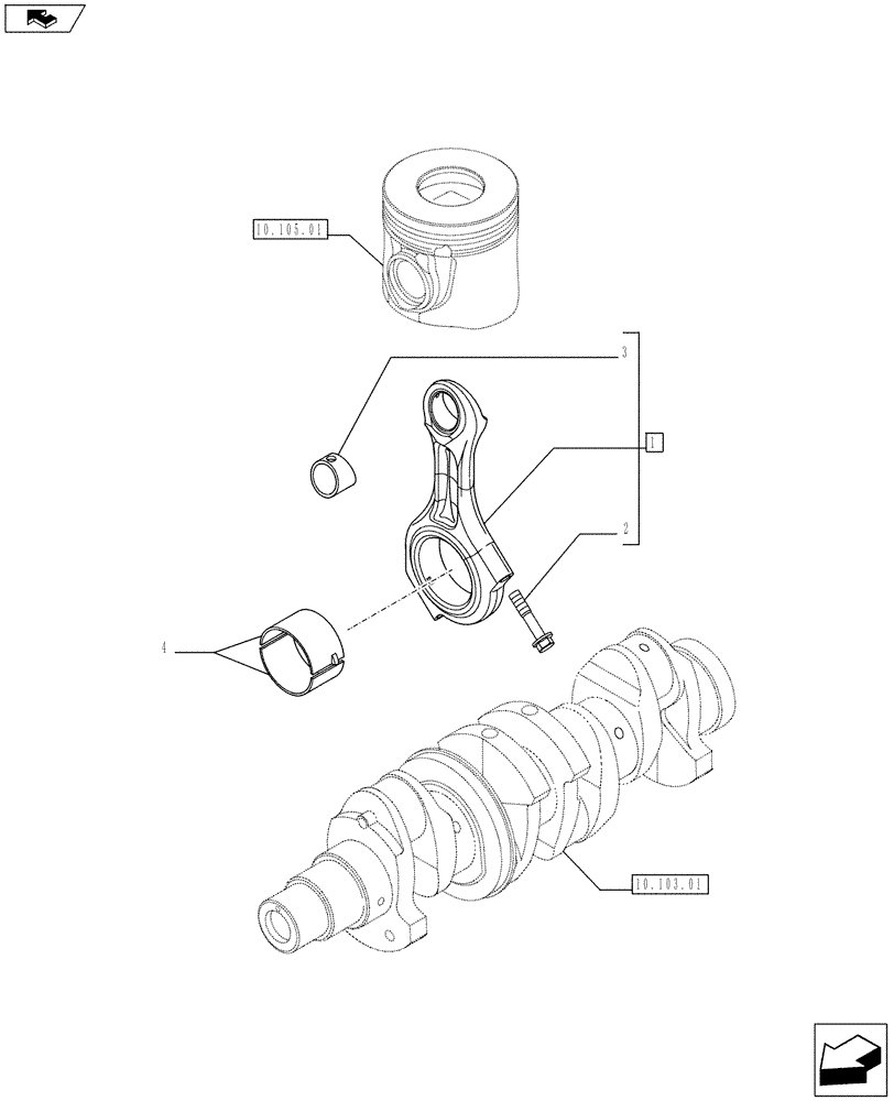 Схема запчастей Case IH FARMALL 65C - (10.105.02) - PISTON, CONNECTING ROD (10) - ENGINE