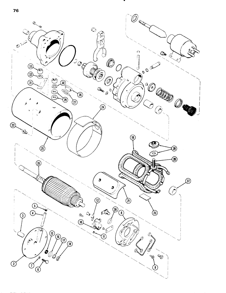 Схема запчастей Case IH 1090 - (076) - A64907 STARTER (04) - ELECTRICAL SYSTEMS