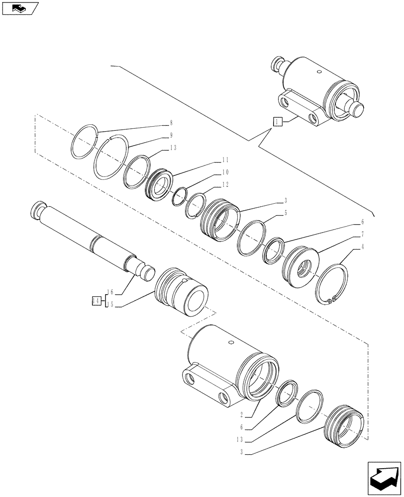 Схема запчастей Case IH PUMA 230 - (29.134.01[02]) - RANGE GEARSHIFT MECHANISM - HYDRAULIC CYLINDER - BREAKDOWN (29) - HYDROSTATIC DRIVE