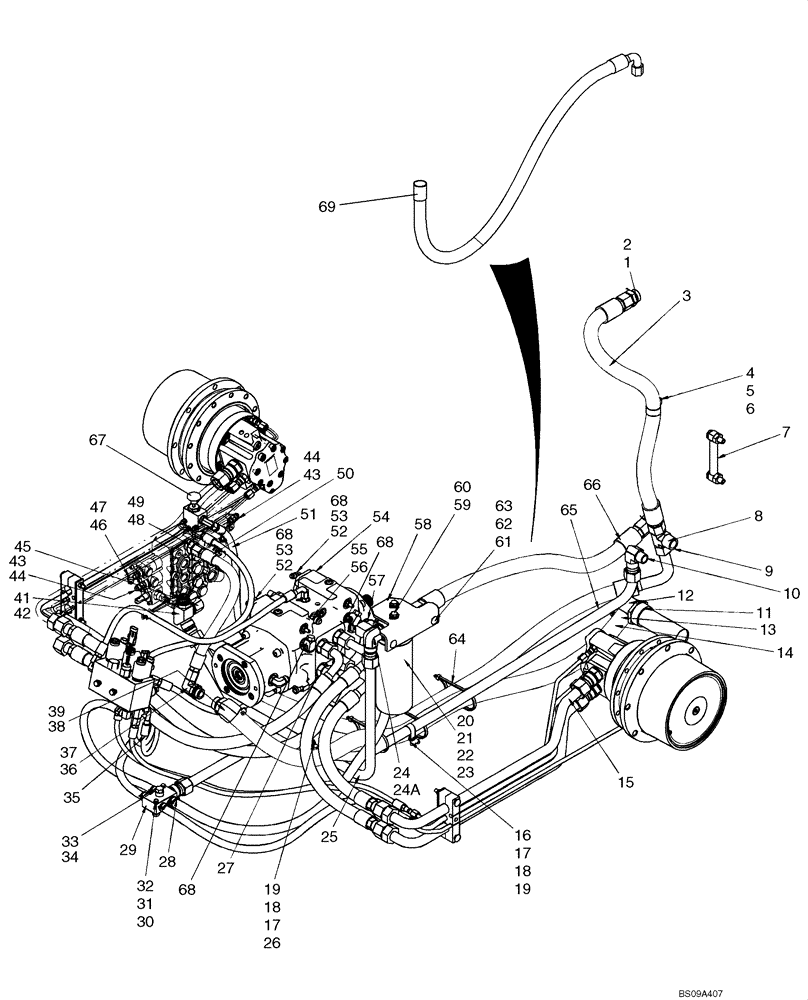 Схема запчастей Case IH 445CT - (06-16) - HYDROSTATICS - PUMP SUPPLY AND RETURN (445CT WITH PILOT CONTROL) (06) - POWER TRAIN