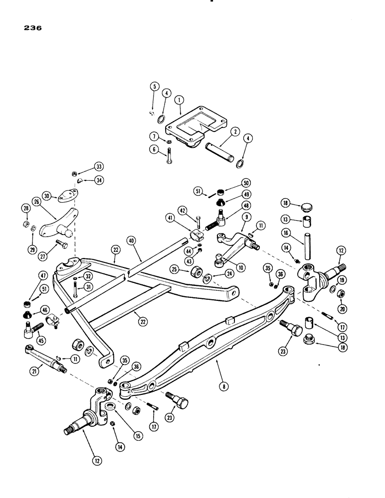 Схема запчастей Case IH 830-SERIES - (236) - FRONT AXLE, TIE RODS, MODEL 730 GROVE (05) - STEERING