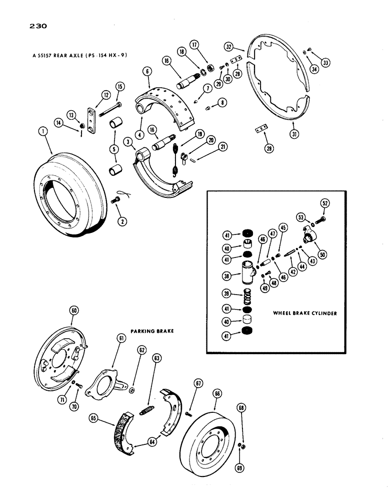 Схема запчастей Case IH 1200 - (230) - A55157 REAR AXLE BRAKES, 19.03 RATIO WITH CARDON JOINT (06) - POWER TRAIN