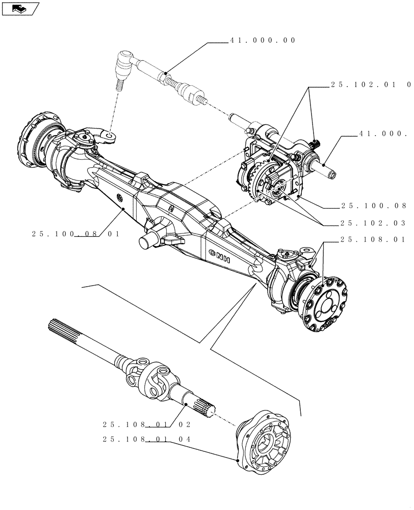 Схема запчастей Case IH FARMALL 75C - (25.000.00) - PICTORIAL INDEX - FRONT MECHANICAL DRIVE (25) - FRONT AXLE SYSTEM