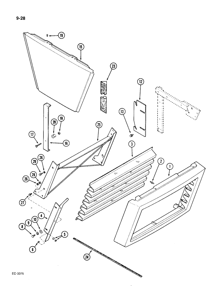 Схема запчастей Case IH 1896 - (9-028) - LOWER GRILL AND SIDE PANELS (09) - CHASSIS/ATTACHMENTS