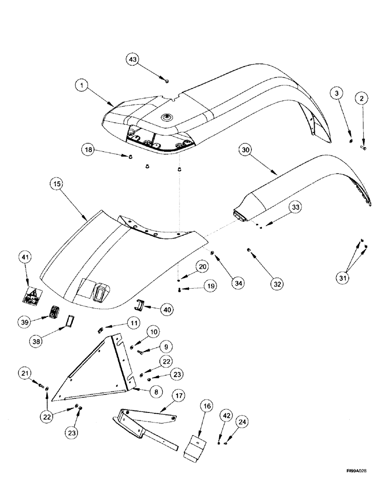 Схема запчастей Case IH MX200 - (9-018) - FENDERS, REAR (09) - CHASSIS/ATTACHMENTS