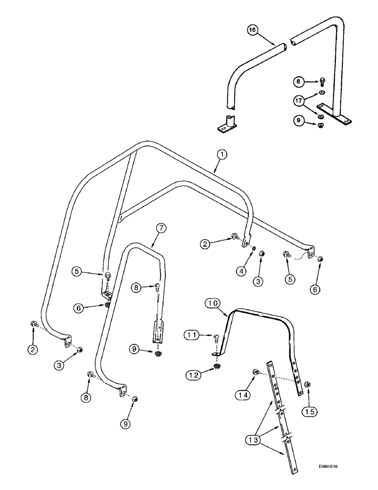 Схема запчастей Case IH 2144 - (9H-20) - SERVICE DECK HAND RAILS (12) - CHASSIS