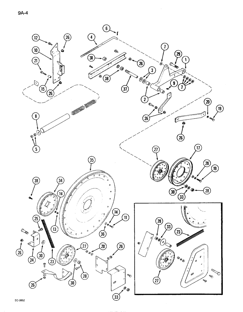 Схема запчастей Case IH 1680 - (9A-04) - RIGHT SIDE BELT DRIVE (13) - FEEDER