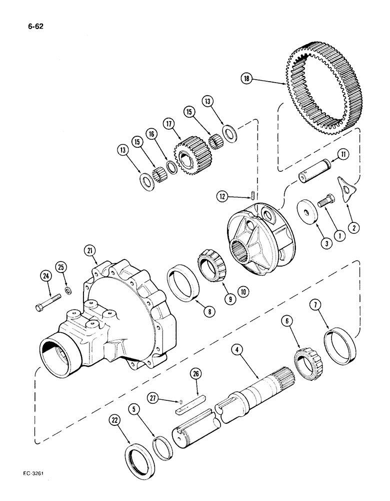 Схема запчастей Case IH 1896 - (6-62) - REAR AXLE, HOUSING AND PLANETARY GEARS, 120 INCH LONG AXLE (06) - POWER TRAIN