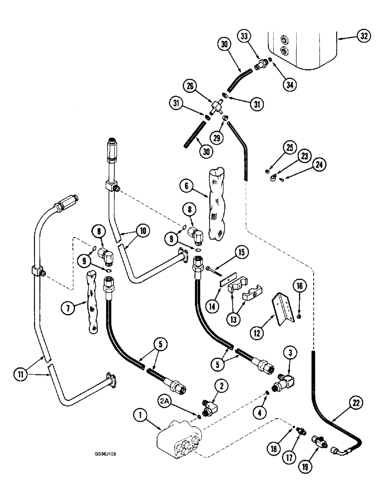 Схема запчастей Case IH 1660 - (5-74) - SELECTOR VALVE HYDRAULIC SYSTEM, POWER GUIDE AXLE, P.I.N. JJC0036301 & AFTER (04) - STEERING