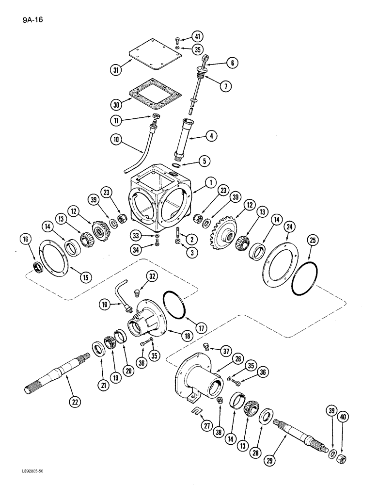 Схема запчастей Case IH 1680 - (9A-16) - FEEDER DRIVER FORWARD GEAR HOUSING (13) - FEEDER