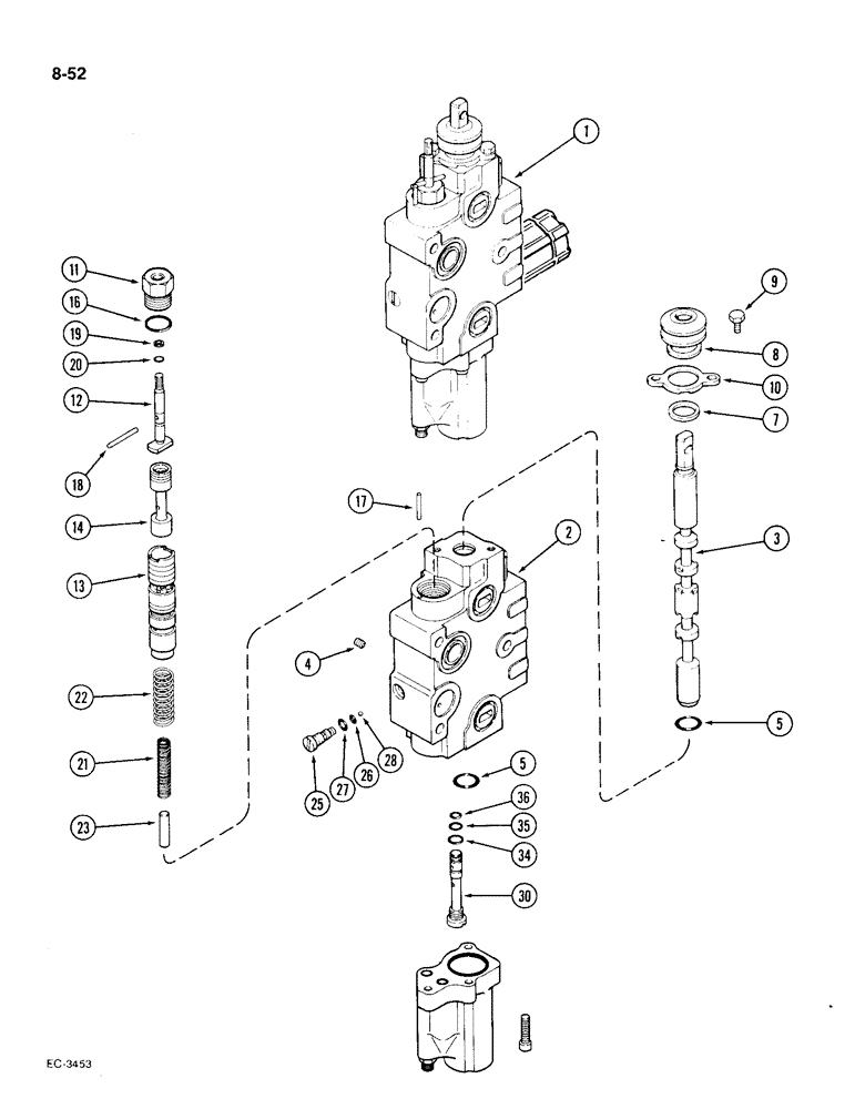 Схема запчастей Case IH 1896 - (8-52) - REMOTE VALVE SECTIONS, FIRST AND SECOND CIRCUITS (08) - HYDRAULICS