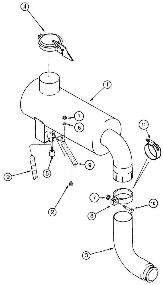 Схема запчастей Case IH 2366 - (02-10[01]) - EXHAUST SYSTEM - SPARK ARRESTER - BSN JJC0255700 (01) - ENGINE