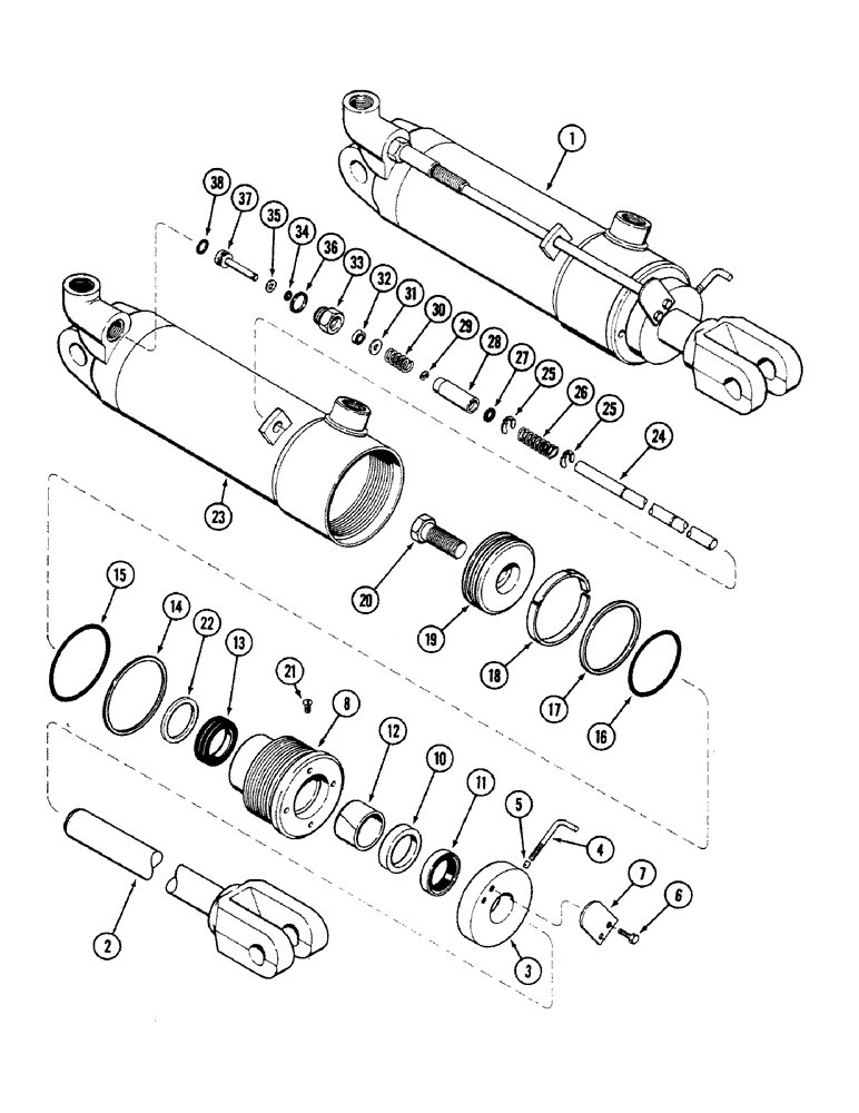 Схема запчастей Case IH 4694 - (8-358) - REMOTE HYDRAULIC CYLINDER ASSEMBLY, 4 INCH (102 MM) BORE X 8 INCH (203 MM) STROKE (08) - HYDRAULICS