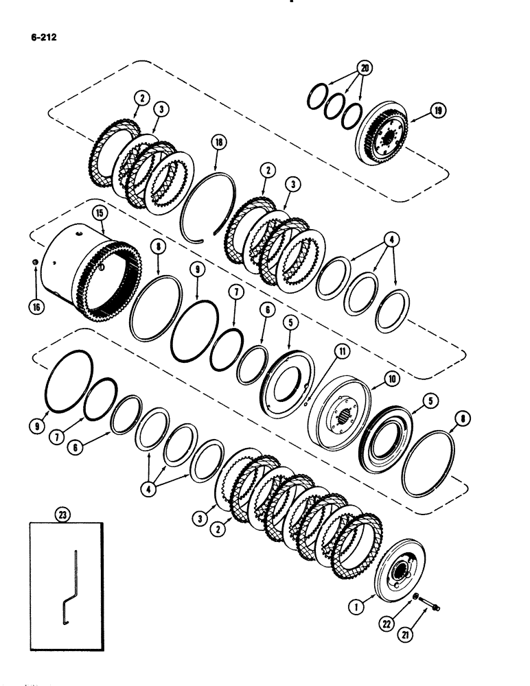 Схема запчастей Case IH 2294 - (6-212) - POWER SHIFT TRANSMISSION, (C2) AND (C3) CLUTCHES, TRANSMISSION SERIAL NUMBER 16264554 AND AFTER (06) - POWER TRAIN