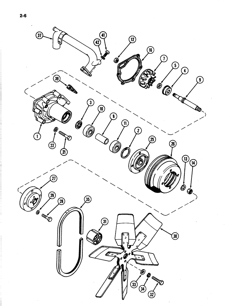 Схема запчастей Case IH 4894 - (2-06) - WATER PUMP AND FAN 674 CUBIC INCH DIESEL ENGINE (02) - ENGINE