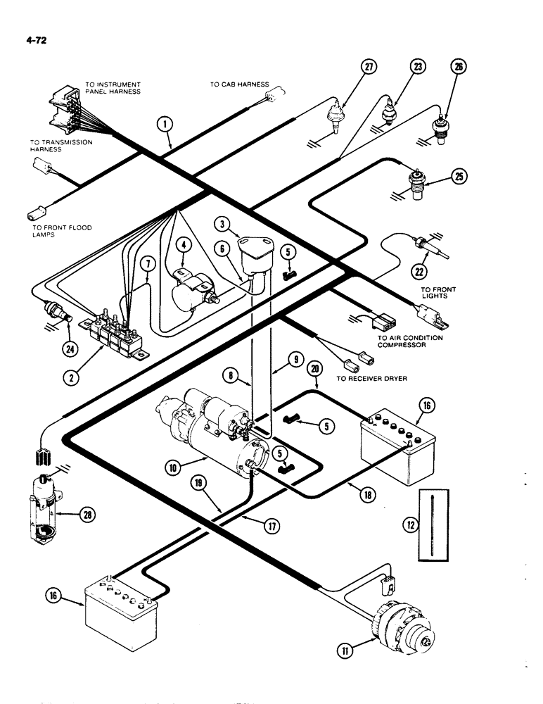 Схема запчастей Case IH 4490 - (4-072) - ENGINE HARNESS, WITH CAB SOLENOID (04) - ELECTRICAL SYSTEMS