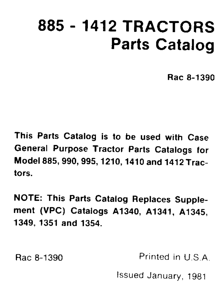 Схема запчастей Case IH 990 - (01) - 885 - 1412 TRACTORS (00) - PICTORIAL INDEX