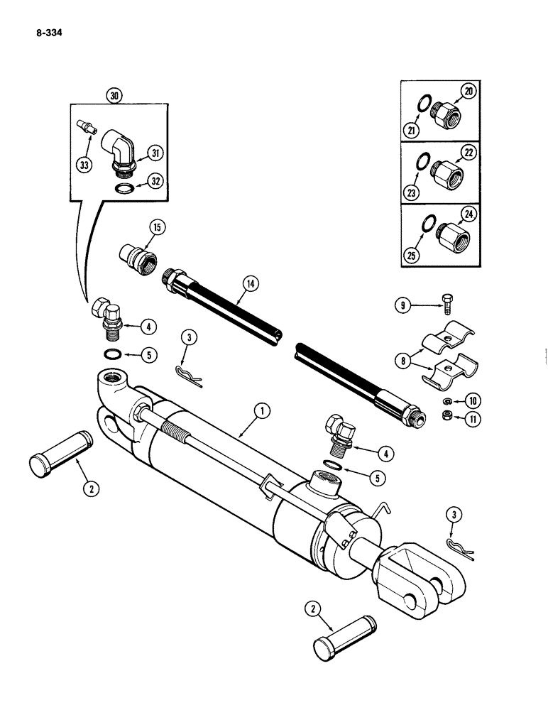 Схема запчастей Case IH 2094 - (8-334) - REMOTE HYDRAULICS, REMOTE CYLINDER, HOSES AND COUPLINGS (08) - HYDRAULICS