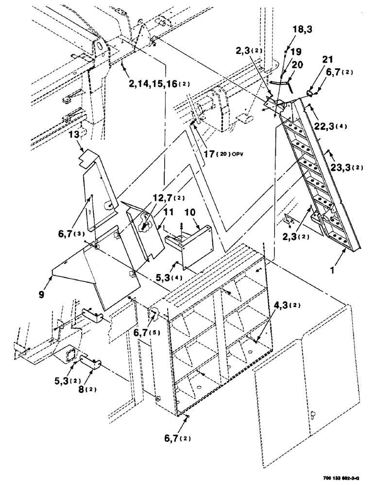 Схема запчастей Case IH 8590 - (7-16) - LADDER AND TWINE BOX SHIELD ASSEMBLIES, LEFT (12) - MAIN FRAME