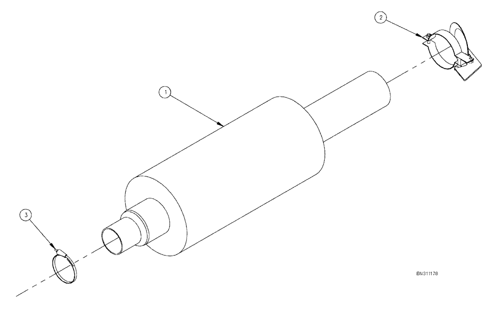 Схема запчастей Case IH 3210 - (03-035) - MUFFLER ASSEMBLY (01) - ENGINE