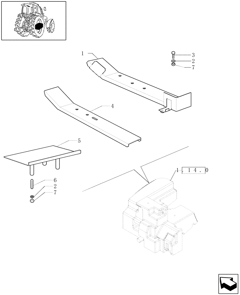 Схема запчастей Case IH PUMA 195 - (1.14.7[02]) - AUXILIARY FUEL TANK SUPPORT (02) - ENGINE EQUIPMENT