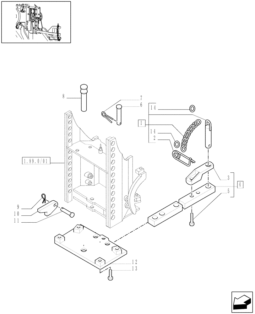 Схема запчастей Case IH JX1095N - (1.89.0/06) - (VAR.913) TOW-BAR CATEGORY "A" 29MM. (09) - IMPLEMENT LIFT