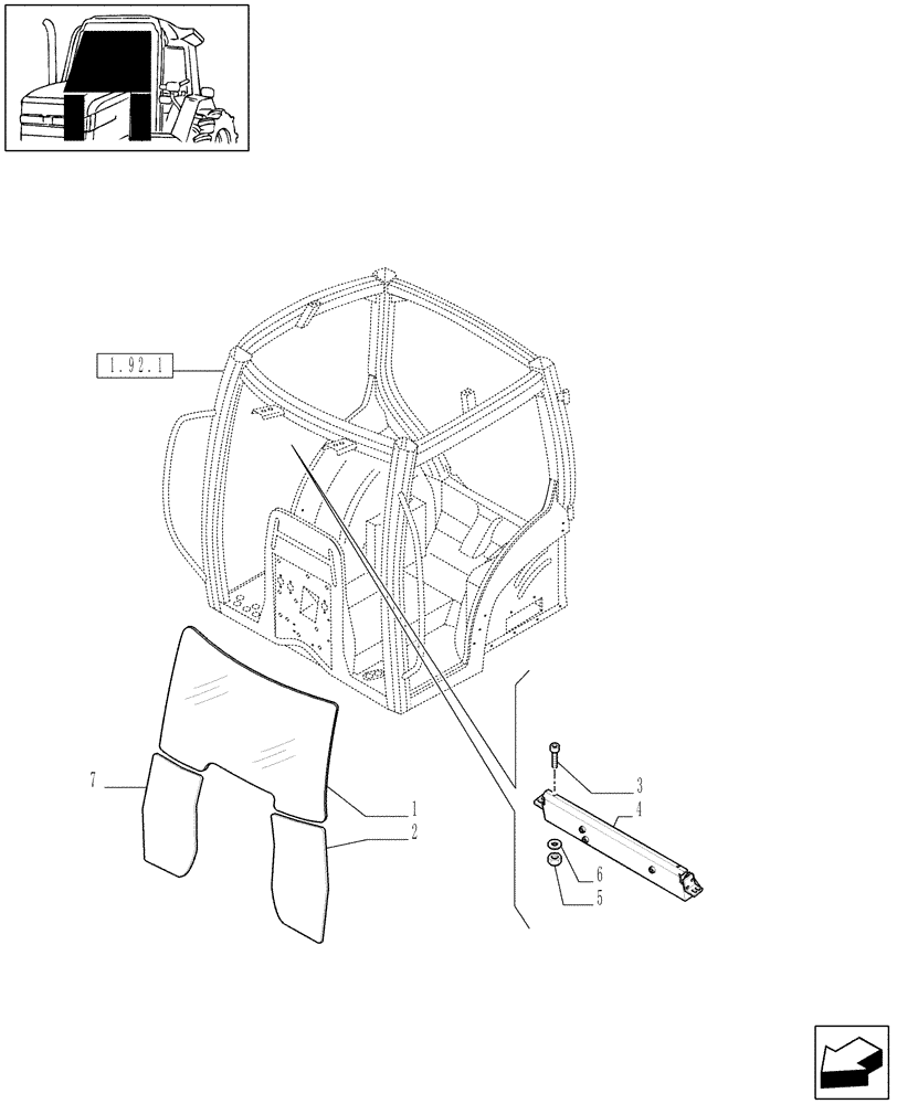 Схема запчастей Case IH MAXXUM 120 - (1.92.3) - WINDSHIELD AND RELATED PARTS (STD + VAR.330612-331612-330619-331619-332619) (10) - OPERATORS PLATFORM/CAB