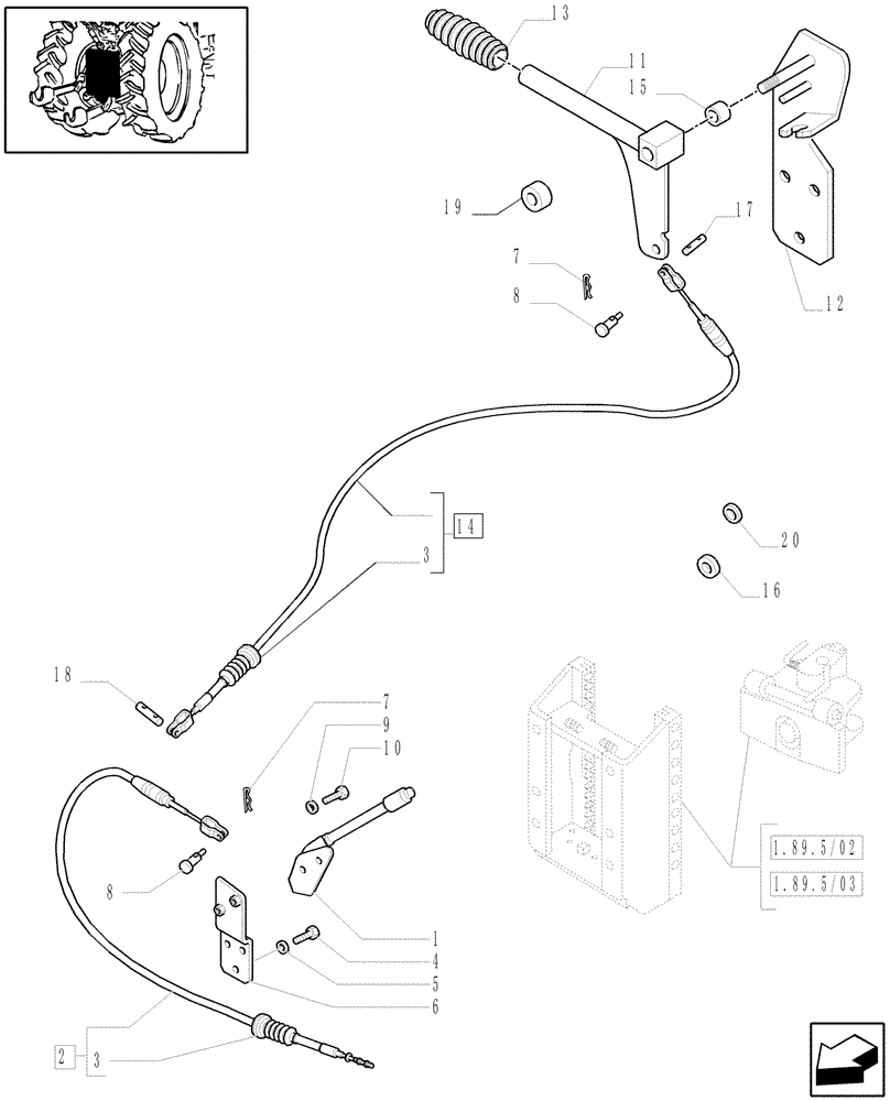 Схема запчастей Case IH MXU130 - (1.89.5/05) - (VAR.928/1) AUTOMATICH HITCH (WITH 2 ADDITIONAL JACKS) - LEVER (09) - IMPLEMENT LIFT