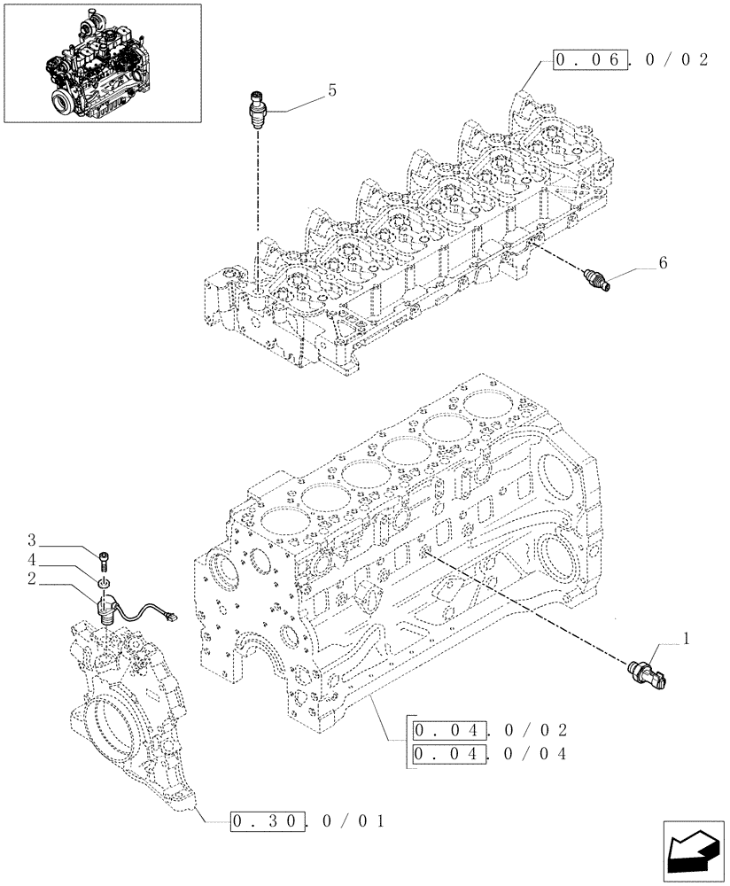 Схема запчастей Case IH MAXXUM 140 - (1.75.0[01A]) - MECHANICAL ENGINE SENSORS AND SWITCHES (06) - ELECTRICAL SYSTEMS