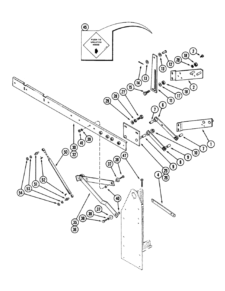 Схема запчастей Case IH 4694 - (9-406) - HOOD HINGE AND LIFT (09) - CHASSIS/ATTACHMENTS