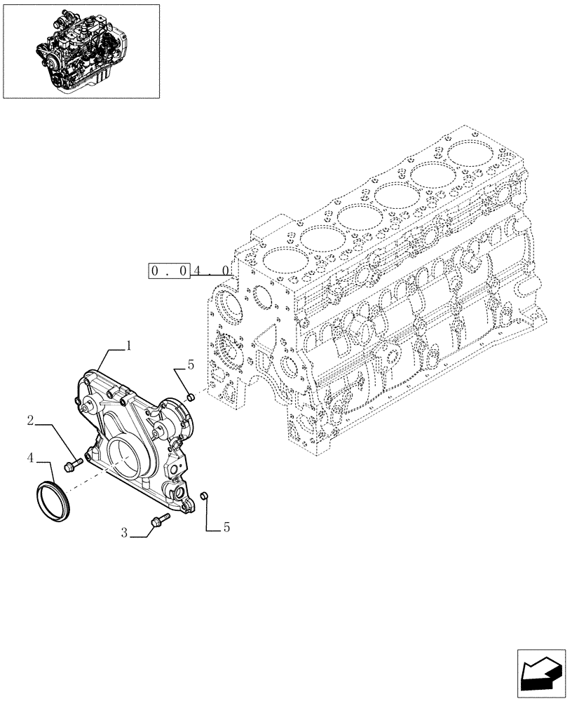 Схема запчастей Case IH F4GE0684G D600 - (0.04.3[02]) - CRANKCASE COVERS (4894735) 