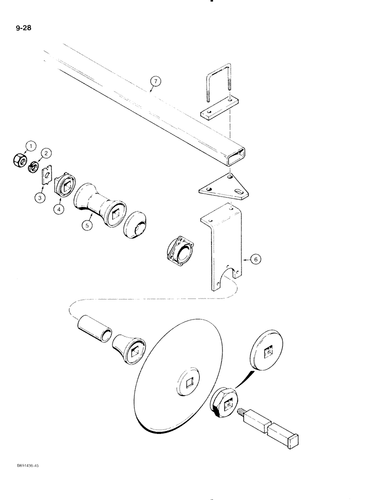 Схема запчастей Case IH 370 - (9-28) - FRONT AND REAR GANGS AND GANG BARS (09) - CHASSIS/ATTACHMENTS