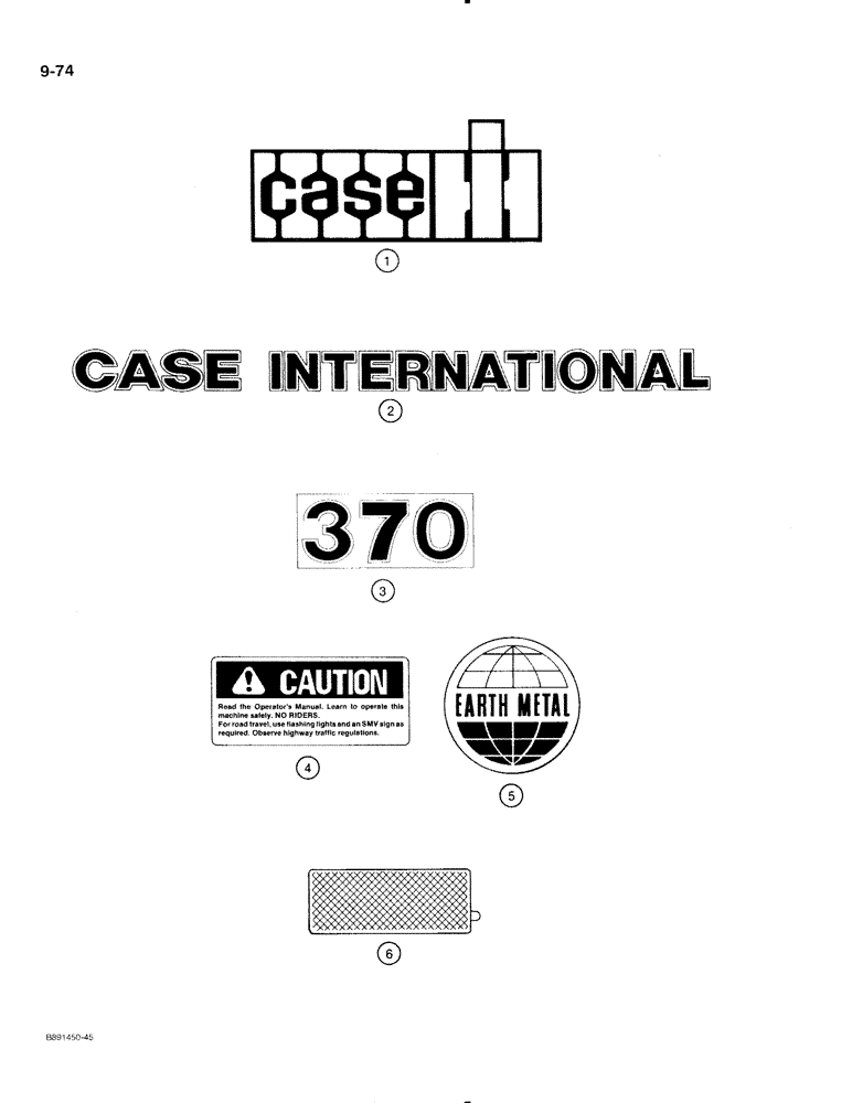 Схема запчастей Case IH 370 - (9-74) - DECALS CASE IH (09) - CHASSIS/ATTACHMENTS