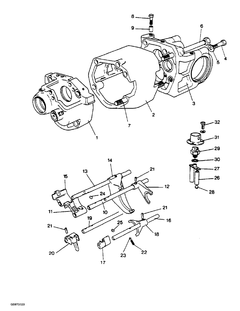 Схема запчастей Case IH 1210 - (6-28) - GEARBOX ASSEMBLIES, HOUSING AND SELECTOR MECHANISM, 1210, 1210 4WD, 1210G AND 1210G 4WD TRACTORS (06) - POWER TRAIN