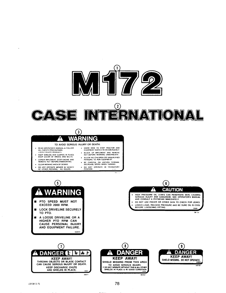 Схема запчастей Case IH M172 - (78) - DECALS (90) - PLATFORM, CAB, BODYWORK AND DECALS