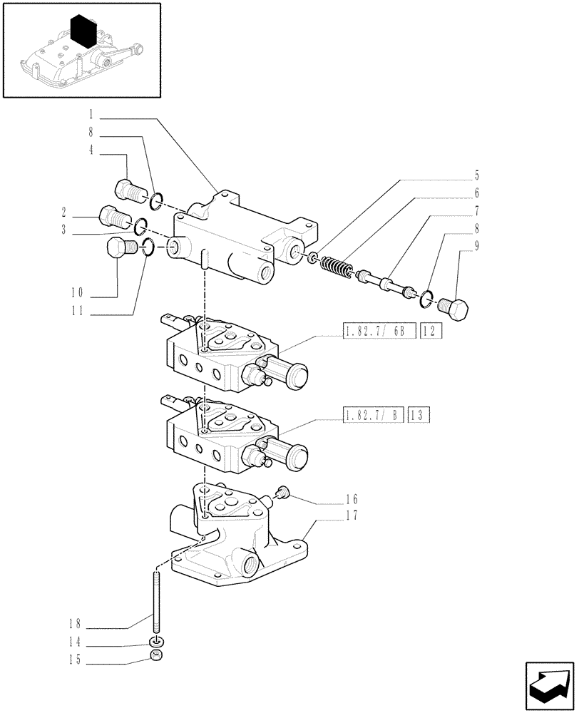 Схема запчастей Case IH JX1070C - (1.82.7/07[05]) - (VAR.136) 2 REMOTE VALVES FOR EDC - CONTROL VALVES - D5484 (07) - HYDRAULIC SYSTEM