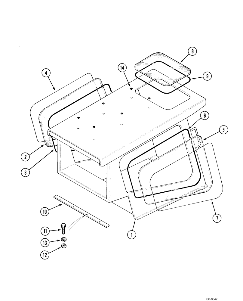 Схема запчастей Case IH 1840 - (09-25) - ROPS - GLAZED (EUROPE, - JAF0098065) (09) - CHASSIS/ATTACHMENTS