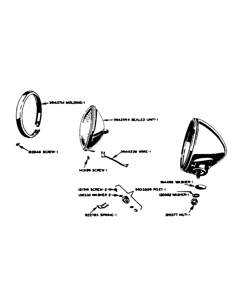 Схема запчастей Case IH SC-SERIES - (033) - PARTS FOR O9642AB AND O9668AB, SEALED BEAM HEAD LAMPS (04) - ELECTRICAL SYSTEMS