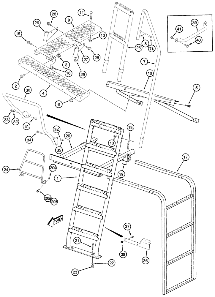 Схема запчастей Case IH 2555 - (09F-19) - STEPS LADDERS JJC0157150- (12) - CHASSIS