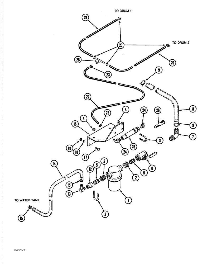 Схема запчастей Case IH 1822 - (9A-122) - WATER LINES, 1822 COTTON PICKER PRIOR TO P.I.N. JJC0012910 (14) - WATER SYSTEM