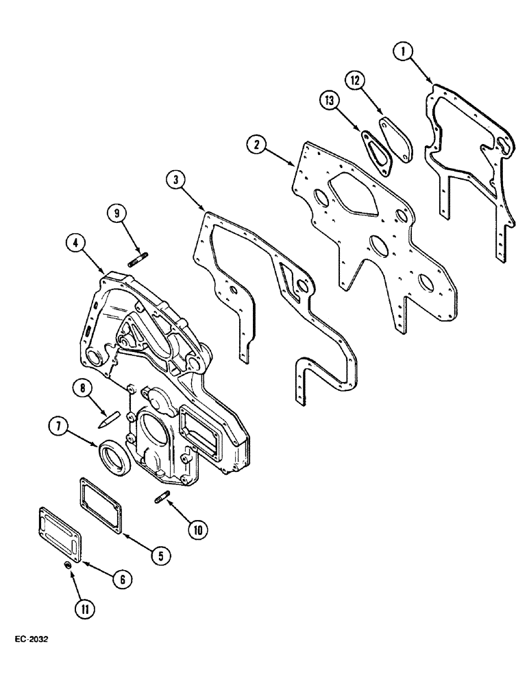 Схема запчастей Case IH 633 - (2-54) - CRANKCASE FRONT COVER (02) - ENGINE