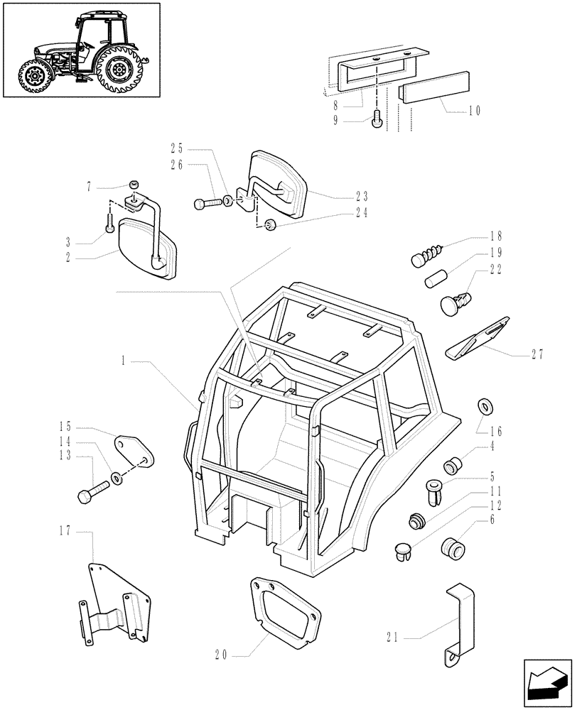 Схема запчастей Case IH JX1060C - (1.92.90) - CAB FRAME (10) - OPERATORS PLATFORM/CAB