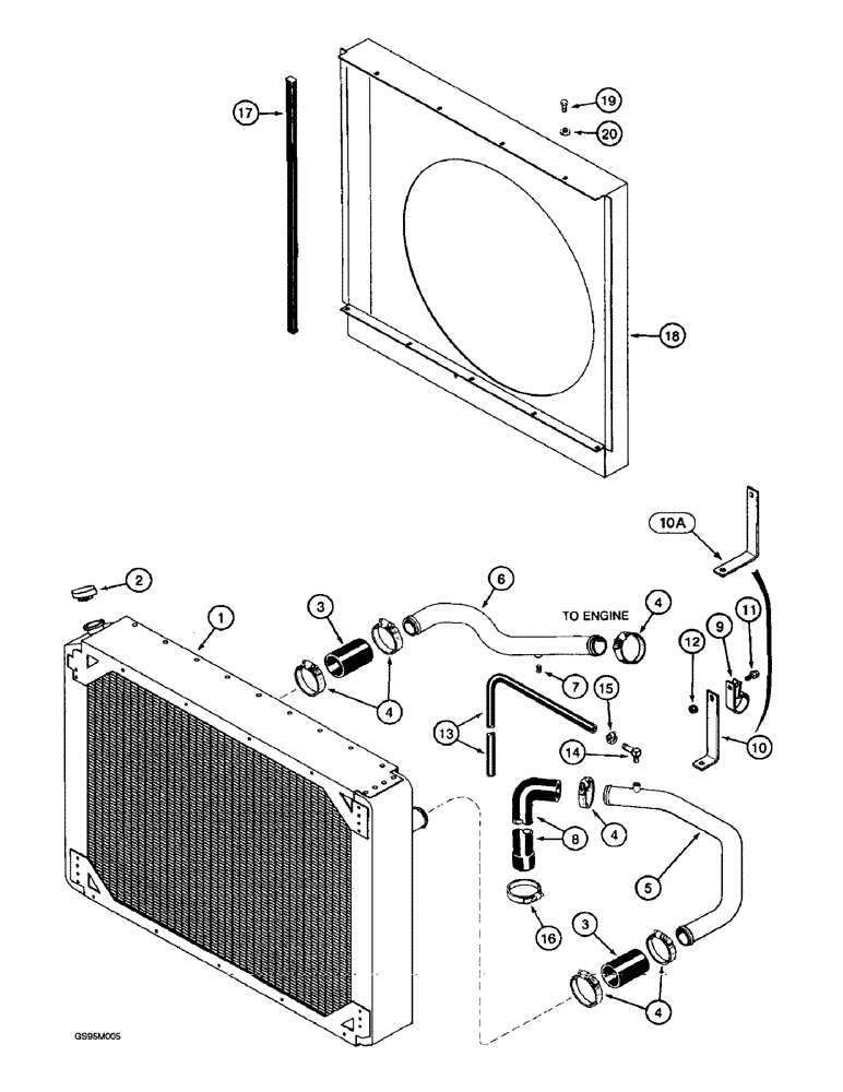 Схема запчастей Case IH 2055 - (2-02) - RADIATOR AND FAN SHROUD (01) - ENGINE