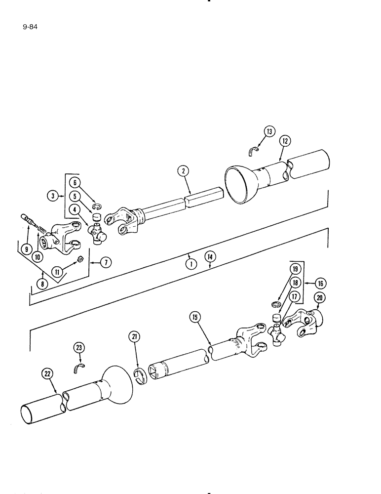 Схема запчастей Case IH 595 - (9-84) - MAIN DRIVE UNIVERSAL JOINT, 540 RPM, ROCKWELL (09) - CHASSIS/ATTACHMENTS